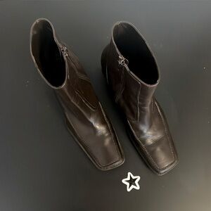 Via Spiga Italian Leather Square-Toe Zip-Up Ankle Boot